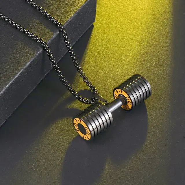 Muscle Dumbbell Necklace: Male Fitness Pendant