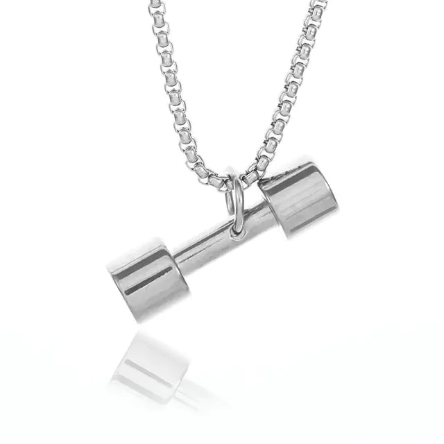 Muscle Dumbbell Necklace: Male Fitness Pendant