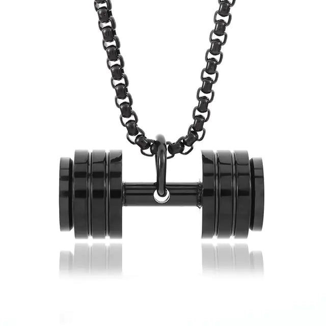 Muscle Dumbbell Necklace: Male Fitness Pendant