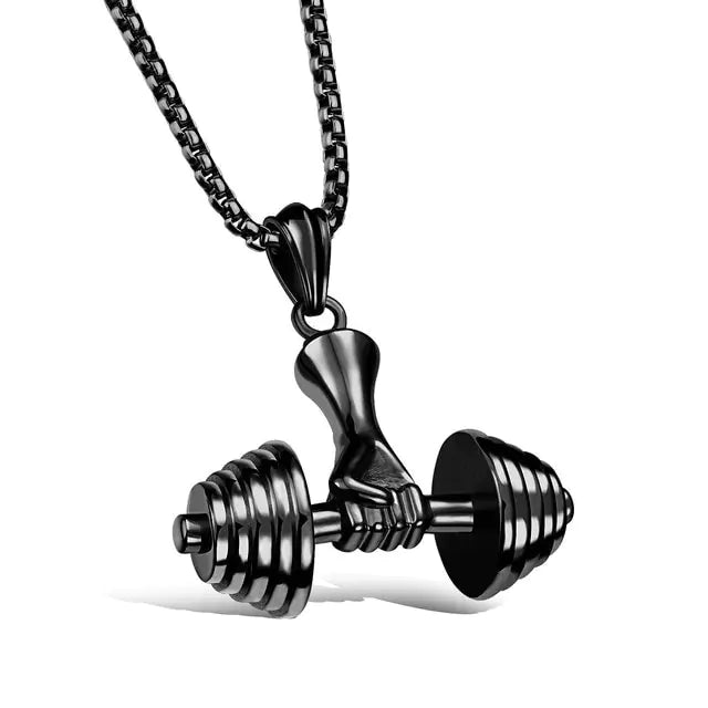 Muscle Dumbbell Necklace: Male Fitness Pendant